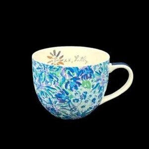Lilly Pulitzer Coffee Mug Blue Green Floral Ceramic Unused